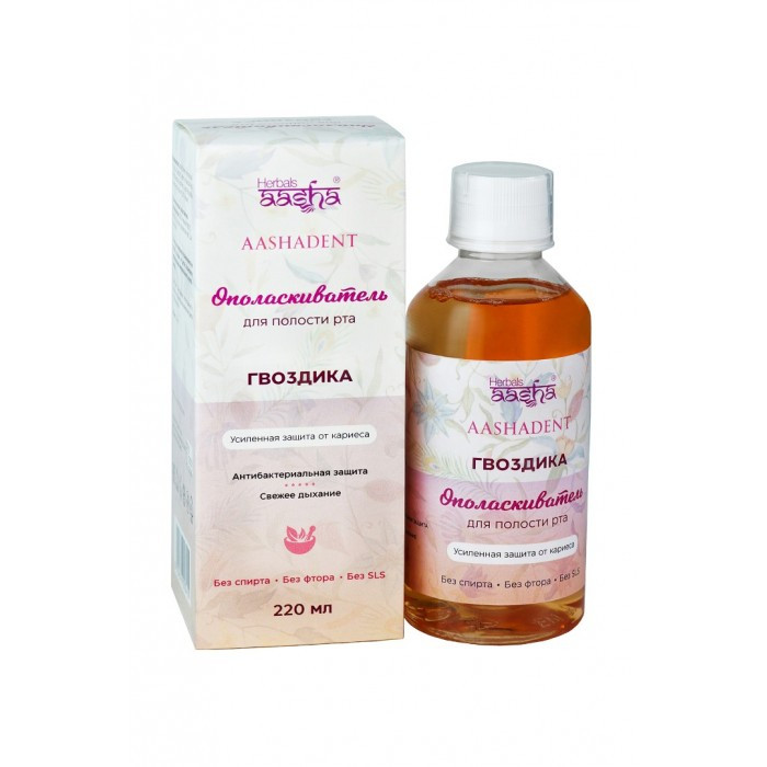 Ополаскиватель Гвоздика для полости рта Aasha Herbals, 220 г - без SLS, спирта и фтора