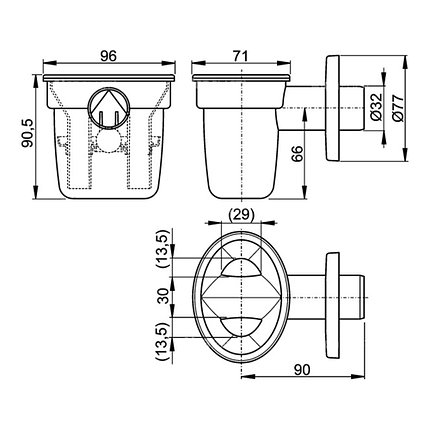Воронка с шариком для сбрасываемого конденсата Alcaplast AKS1Z DN32, фото 2