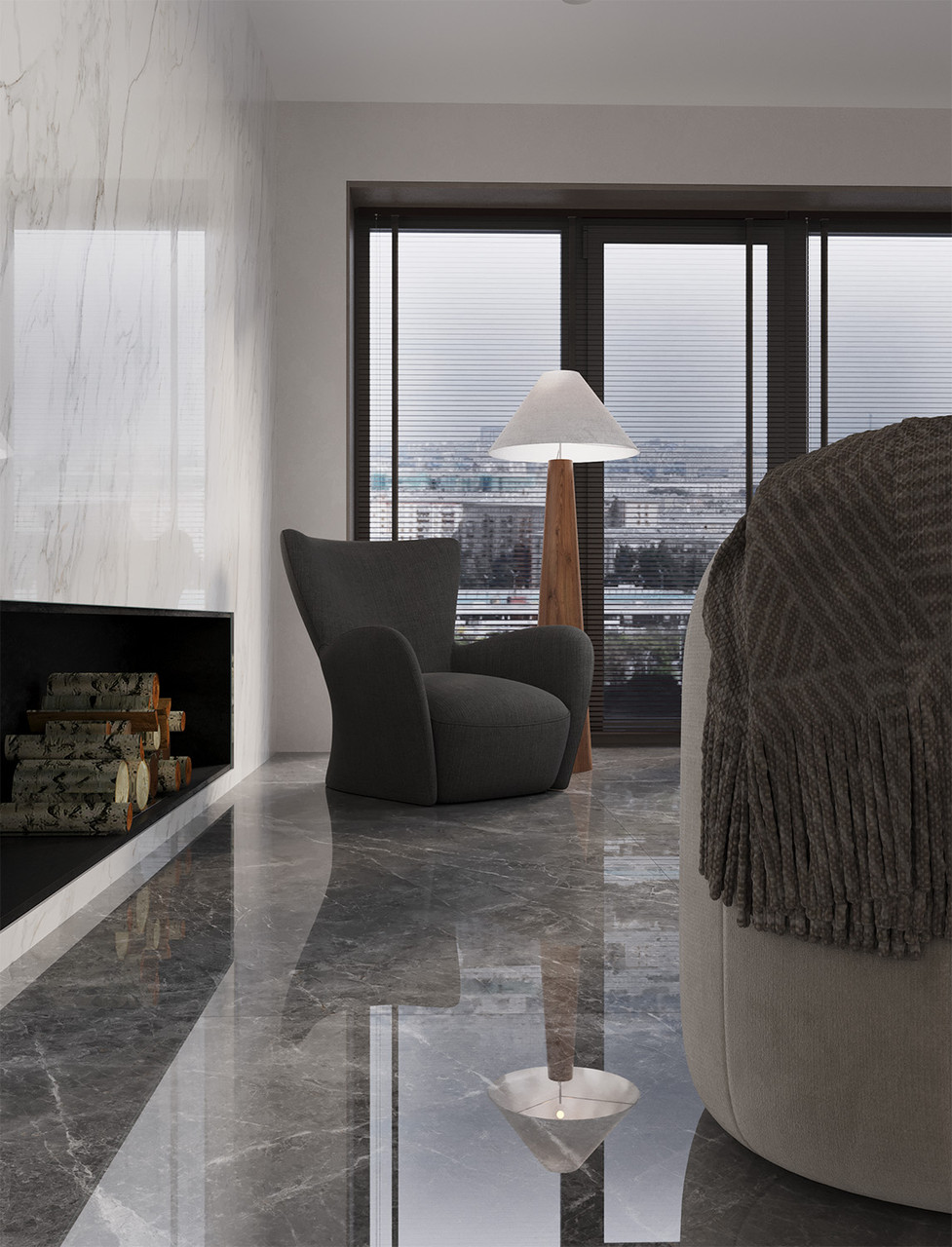 Керамический слэб Double Polished TUNDRA GRIS LUMINOUS 2800х1200х6мм