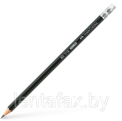 Карандаш простой "Faber-Castell 1112", HB, с ластиком, черный. Цена без учета НДС 20%