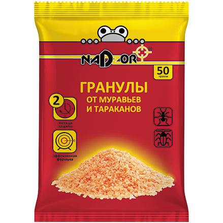 Гранулы от муравьев и тараканов, 50 грамм "NADZOR", РФ
