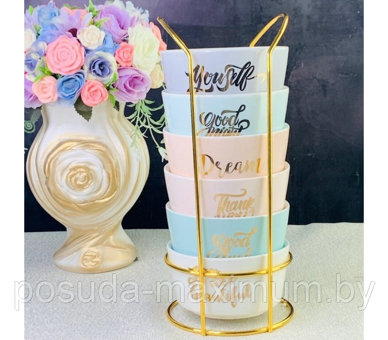 Набор из 6 салатников 350 мл на подставке в под.уп. Lenardi 133-244