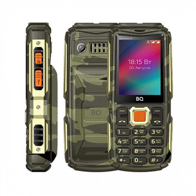 Мобильный телефон BQ BQ-2410L Tank Power 4G (золотистый камуфляж)