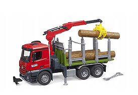 Игрушка Лесовоз MB Arocs с портативным краном и брёвнами Bruder 03669