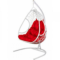 Двойное подвесное кресло Primavera White (красная подушка)