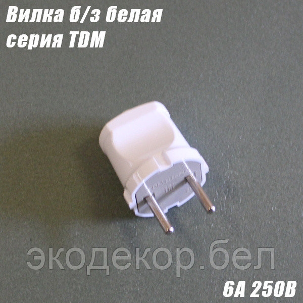 Вилка б/з белая серии TDM 6А 250В