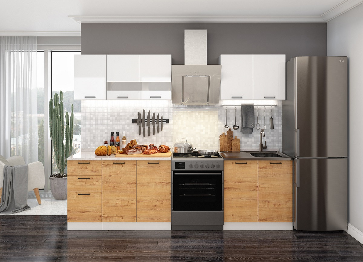 Кухня Дуся 2.0 Белый бриллиант - Дуб бунратти