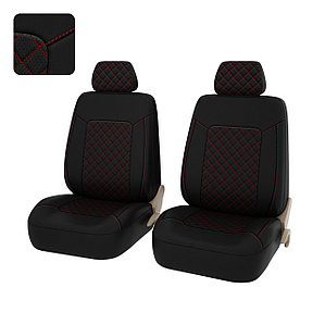 Чехлы УНИВЕРСАЛЬНЫЕ передние сиденья PSV Elegant Next 2 FRONT (Черный/Ромб красный/отстрочка красная