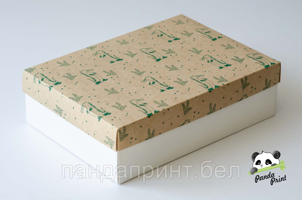 Коробка 350х250х100 Крокодилы на крафте (белое дно)