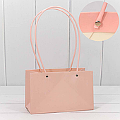 Пакет для цветов прямоугольный, 22*13.5*11 см, розовый