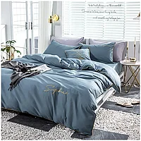Комплект постельного белья Евро MENCY ЖАТКА Голубой