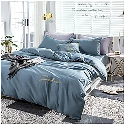 Комплект постельного белья Евро MENCY ЖАТКА Голубой