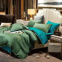 Комплект постельного белья Евро MENCY ЖАТКА Зеленый/бирюзовый