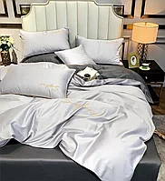 Комплект постельного белья ЕВРО MENCY ЖАТКА Светло серый/серый