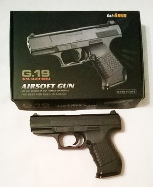 Пистолет игрушечный пневматический металлический Airsoft Gun G.19, Минск