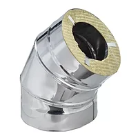 Отвод сэндвич 45 градусов (304/0,8мм+430/0,5мм) (КПД КАМИН)
