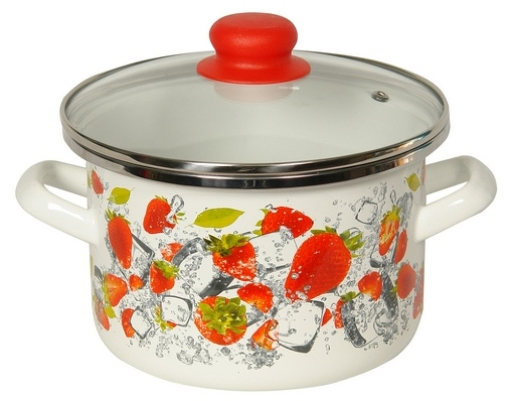 1-2240112(Бл)"Бл"/"Клубника" Кастрюля 4,0л (цил.)