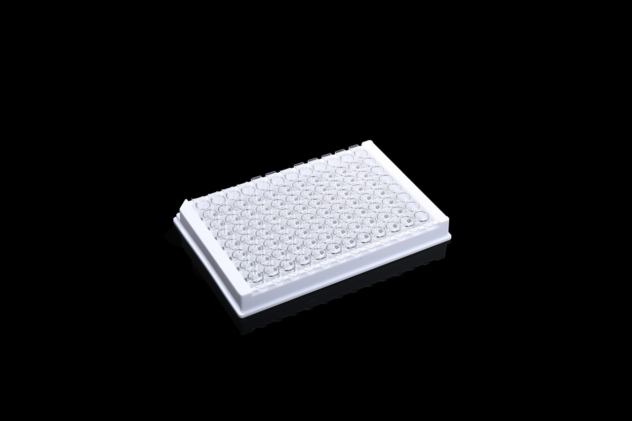 Планшет для ИФА, 96-луночный, разборный, с высоким связыванием, прозрачные лунки, с белой рамкой, стерильный