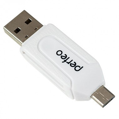 Картридер MicroUSB OTG + USB Perfeo PF-VI-O004 MicroSD, SD
