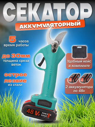 Садовый аккумуляторный секатор (2 аккумулятора 48V), фото 2