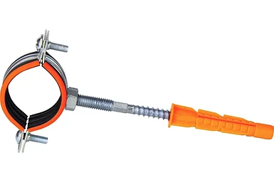 Трубный металлический хомут HUMALT М8 (20-24) 1/2" с гайкой, шпилькой-шурупом и дюбелем