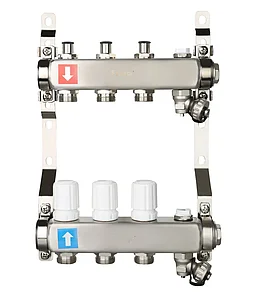 Коллектор регулируемый с запорными клапанами из нержавеющей стали Frap F428 1" x 3/4" 5 выходов