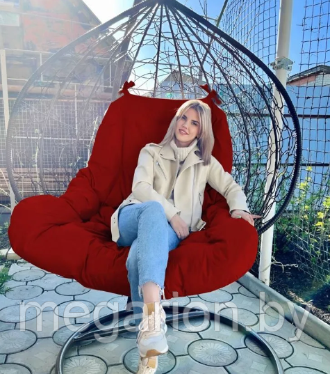 Двойное подвесное кресло Gemini Коричневое, Подушка Бордовая