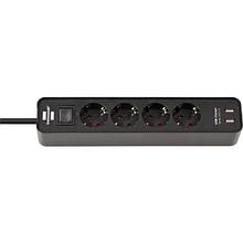 Удлинитель 1.5м (4 роз., 3.3кВт, с/з, 2 USB порта, выкл., ПВС) черный BRENNENSTUHL 1153240006