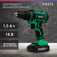 Дрель-шуруповерт аккумуляторный Oasis ASB-18S Eco (J) (18В, 2x1,5Ач, 2СК, 35Н*м, 18+1, IP30)