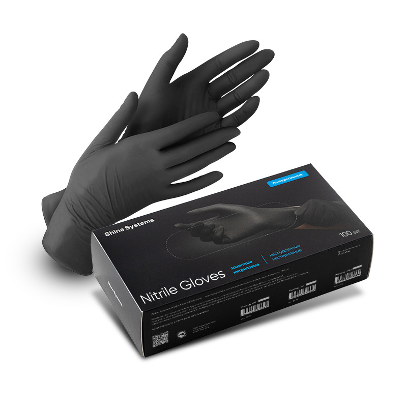 Nitrile Gloves - Нитриловые перчатки | Shine Systems | Универсальные неопудренные (уп. 100шт) L