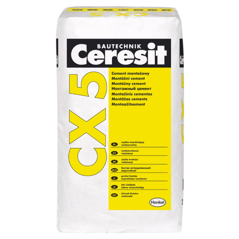 Цемент Ceresit «CX 5» Предназначен для остановки водопритоков в бетонных и цементных ограждающих конструкциях.