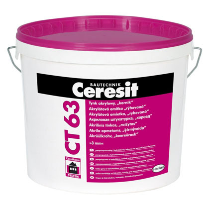 Штукатурка «короедной» фактуры Ceresit «CT 63» Нельзя применять для отделки цоколя.