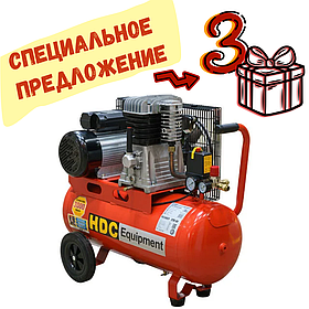Компрессор HDC HD-A051 (396 л/мин, 10 атм, ременной, масляный, ресив. 50 л, 220 В, 2.20 кВт) (HD-A051)