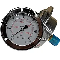 Манометр 63F600.MGE GLYC.P.G.SS. CASE D:63 0/600 BAR+PSI 1/4"BSPP BACK+FLANGE