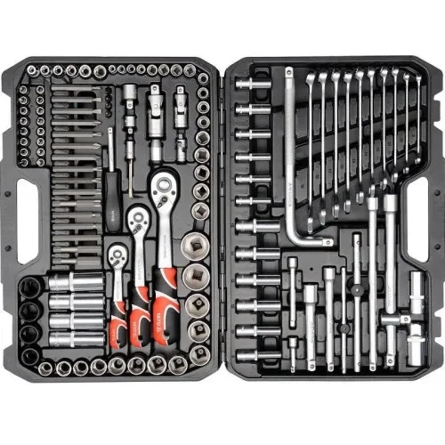 Набор инструмента 1/2", 3/8", 1/4" (128пр.) CrV "Yato"