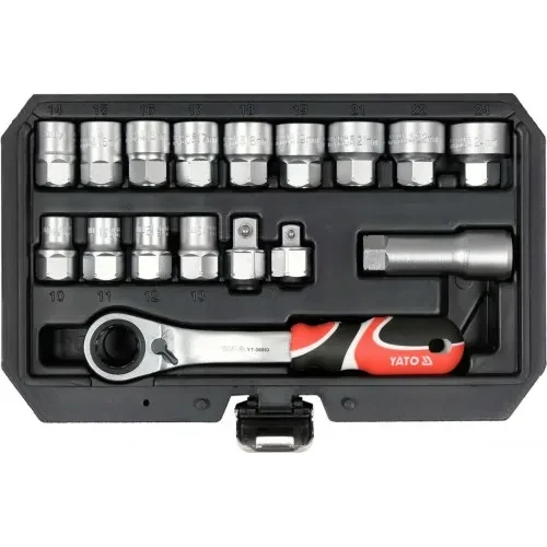 Набор инструмента  3/8", 1/2" SPLINE (17пр.) CrV "Yato"