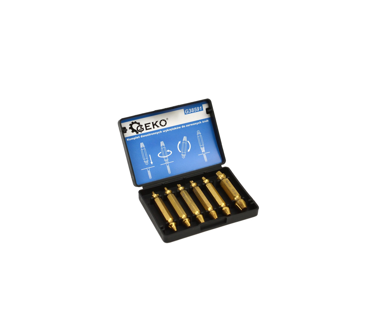 Набор экстракторов двусторонних для извлечения обломанных болтов (6шт.) "Geko"