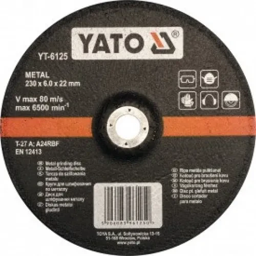 Круг для шлифования металла 230х6,0х22мм "Yato"