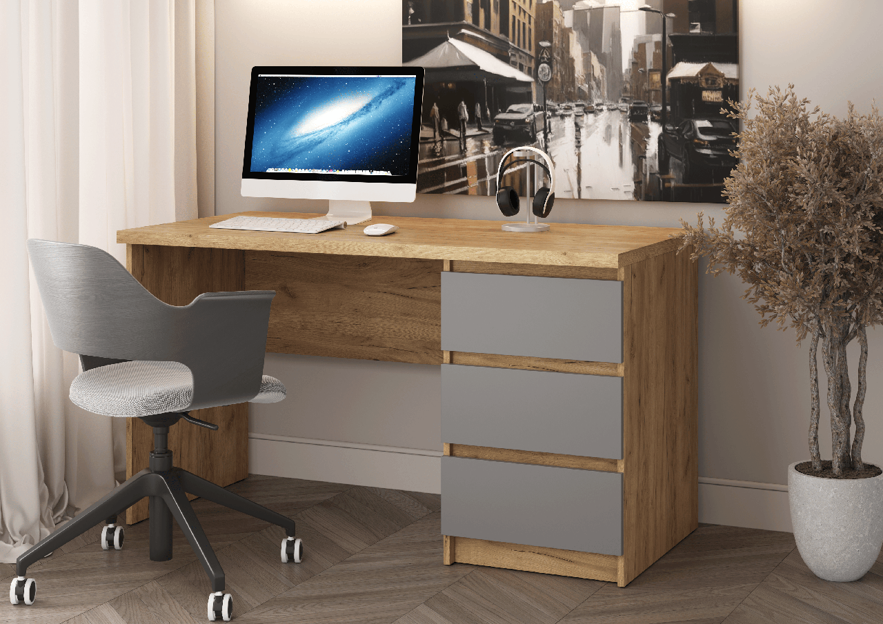 Стол письменный Бостон СП-001 - Серый Шифер / Дуб Крафт золотой (МК Стиль)