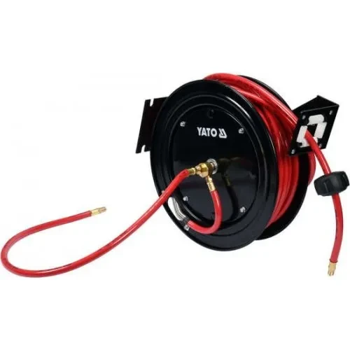 Шланг PVC пневматический d9.5ммх15м 2.0MPa с наружной резьбой 1/4" на автоматической катушке "Yato"