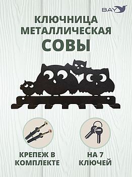 Ключница настенная в прихожую металлическая "Совы"