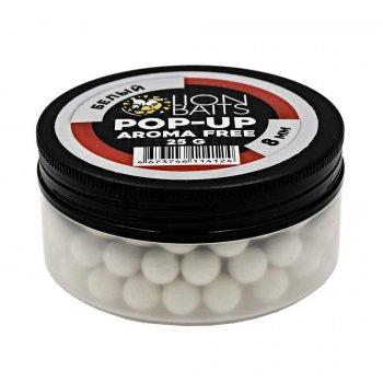 Lion Baits Бойлы плавающие Pop-Up "Aroma Free" (без аромы) белый 8 мм
