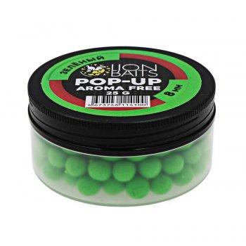 Lion Baits Бойлы плавающие Pop-Up "Aroma Free" (без аромы) зеленый 8 мм