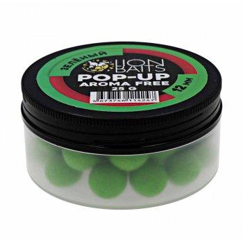 Lion Baits Бойлы плавающие Pop-Up "Aroma Free" (без аромы) зеленый 12 мм
