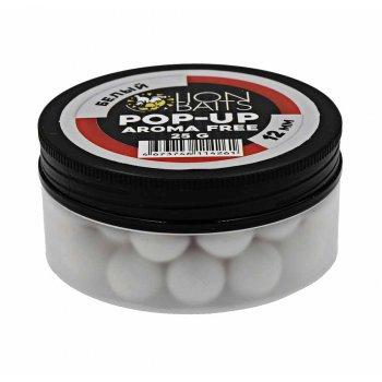 Lion Baits Бойлы плавающие Pop-Up "Aroma Free" (без аромы) белый 12 мм