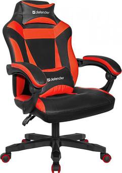 Игровое компьютерное кресло кожаное геймерский стул DEFENDER MASTER 64359 красный