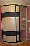 Бежевый радиусный шкаф и вставки из черной кожи, фото 3