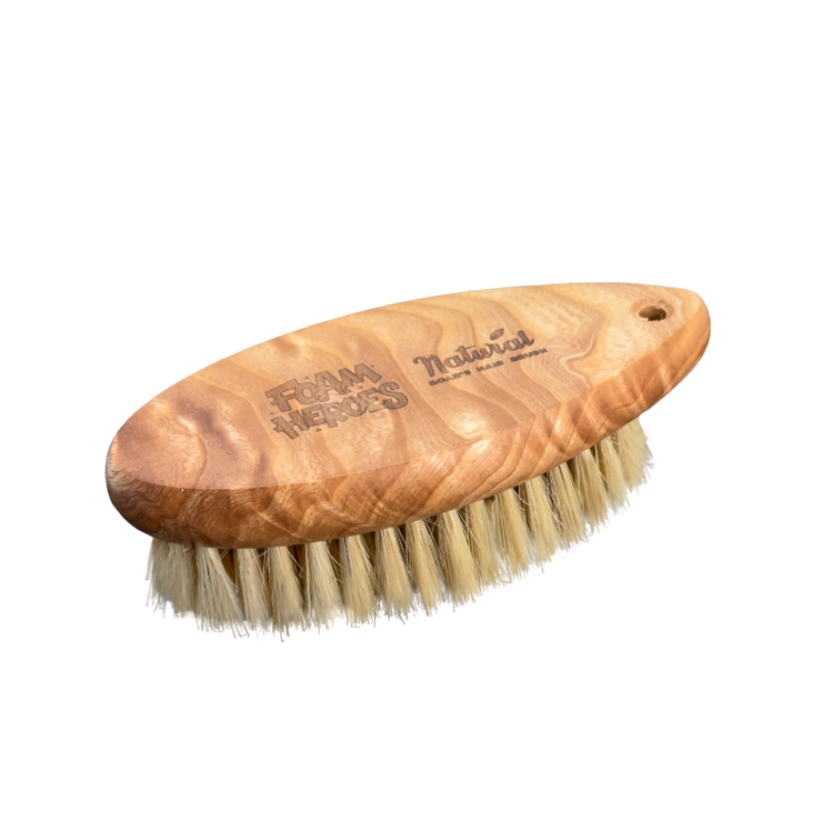 Natural Boar's Hair Brush - Щетка для очистки кожи | Foam Heroes | 13.4x5.9см