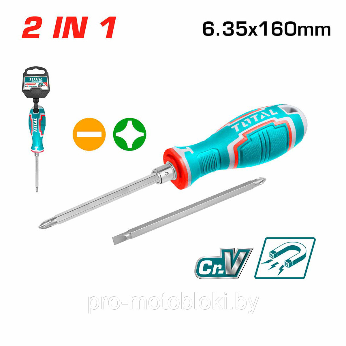 Отвертка 2 в 1 TOTAL THT 250206
