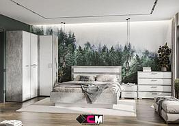 Спальня Денвер (Комплект 1) - Белый шагрень / Ателье светлое